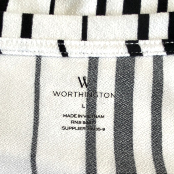 Worthington lightweight striped blouse with fluted sleeves. Women’s size L - Picture 6 of 9